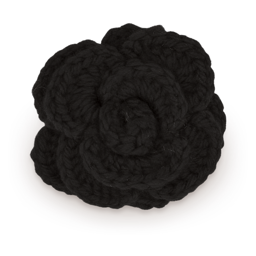 Fleur Rose Noir LEZARE en crochet