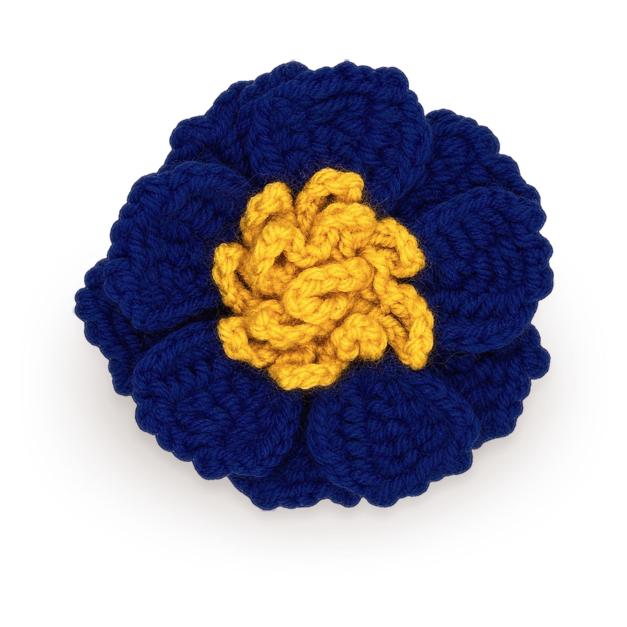 Fleur Péonie Bleu Foncé LEZARE en crochet