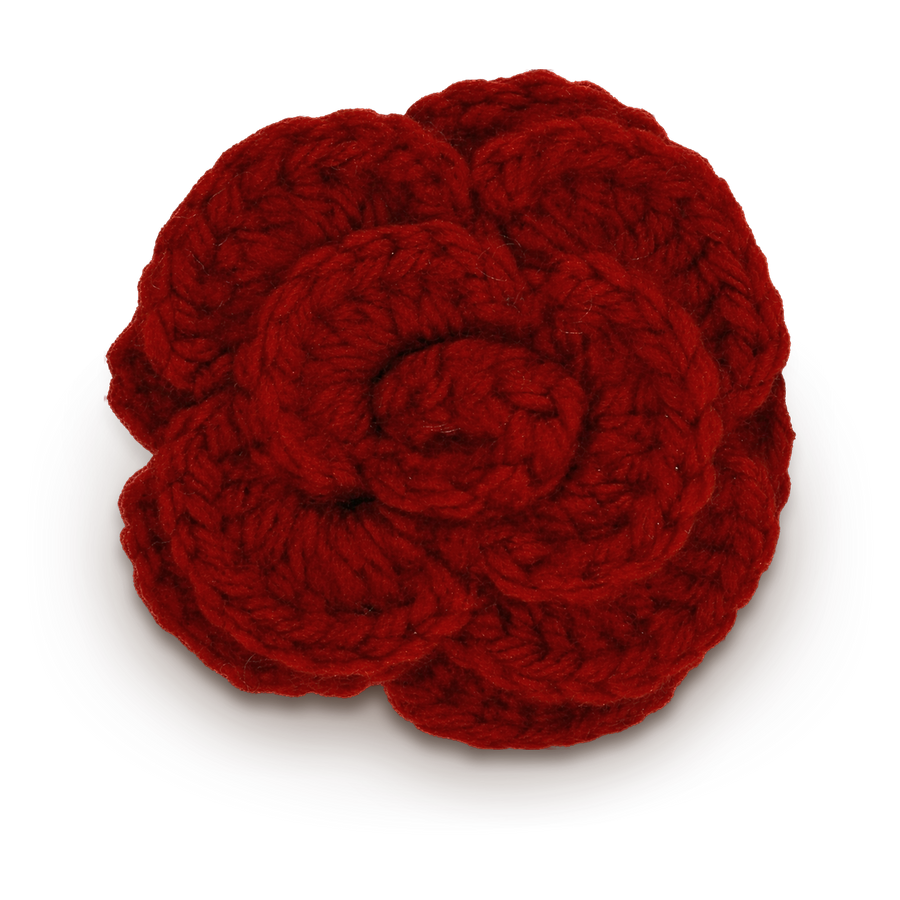 Fleur Rose Rouge LEZARE en crochet